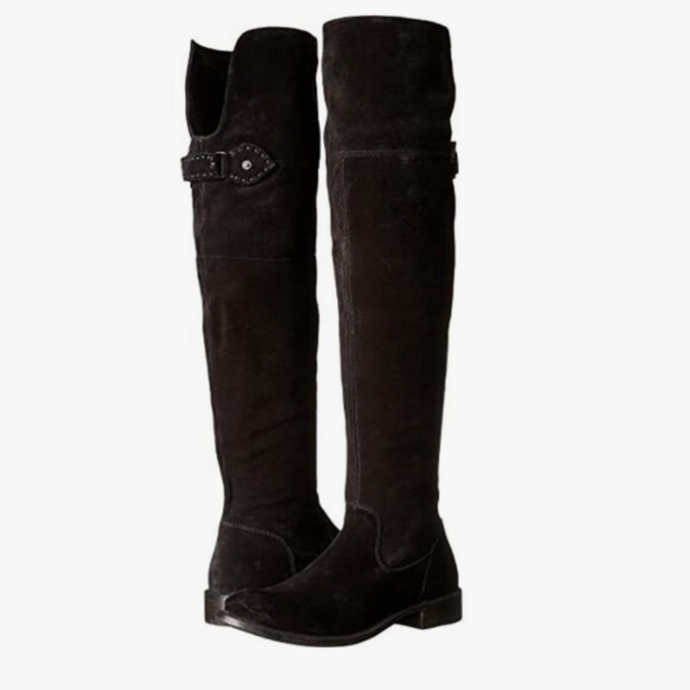FRYE Black Suede Over-the-Knee Slouch Boots